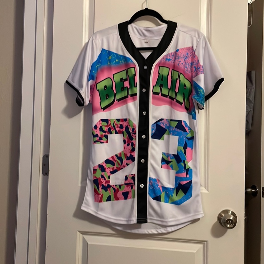 Bel Air 23 Baseball Jersey, 90s Theme Party Hip Hop Fashion Retro